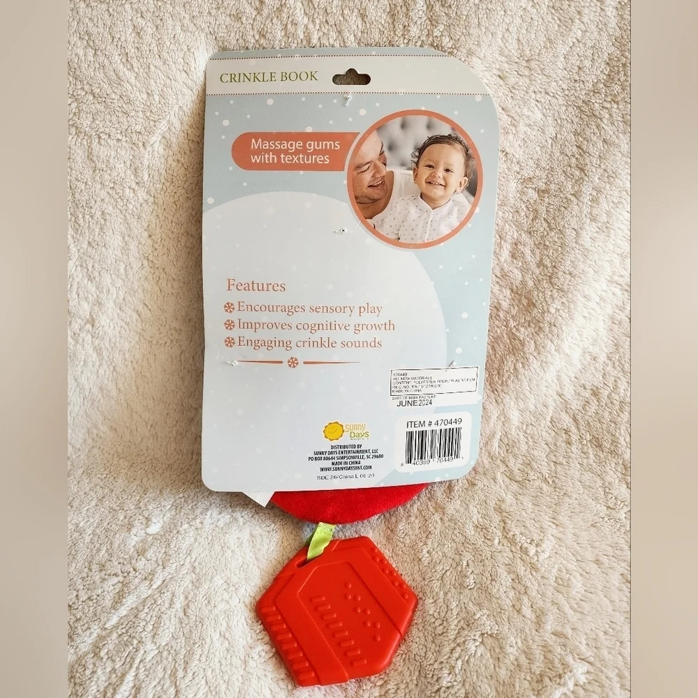 NWT Sunny Days Christmas Tree Baby Teether & Crinkle Book Textures Baby Toddler